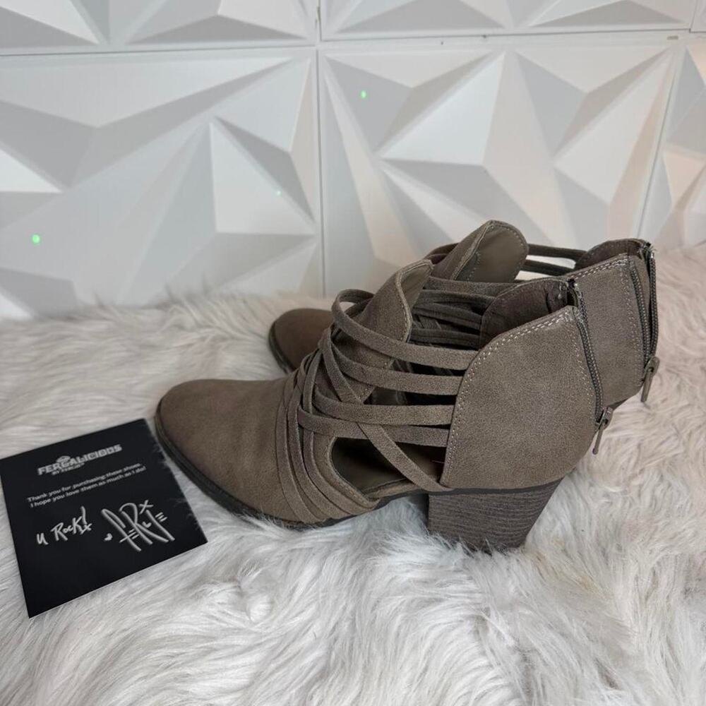 Fergilicious gray suede ankle boots